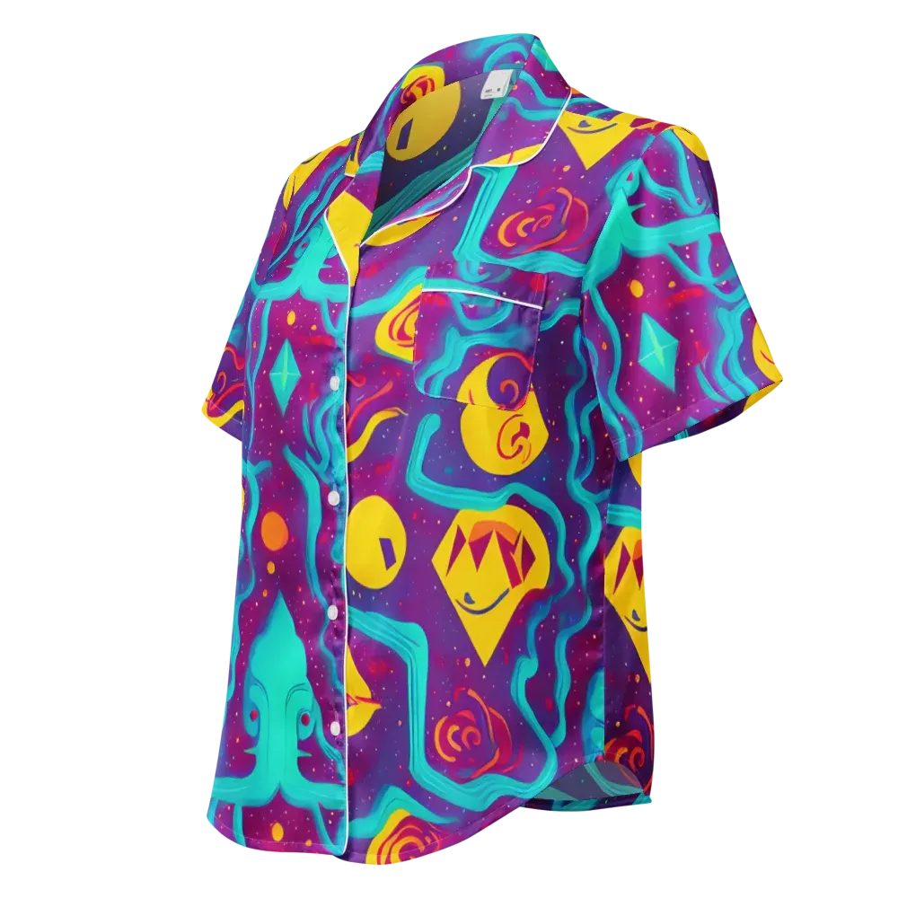 Cosmic Current on Women's Short Sleeve Pajama Top — Left Front