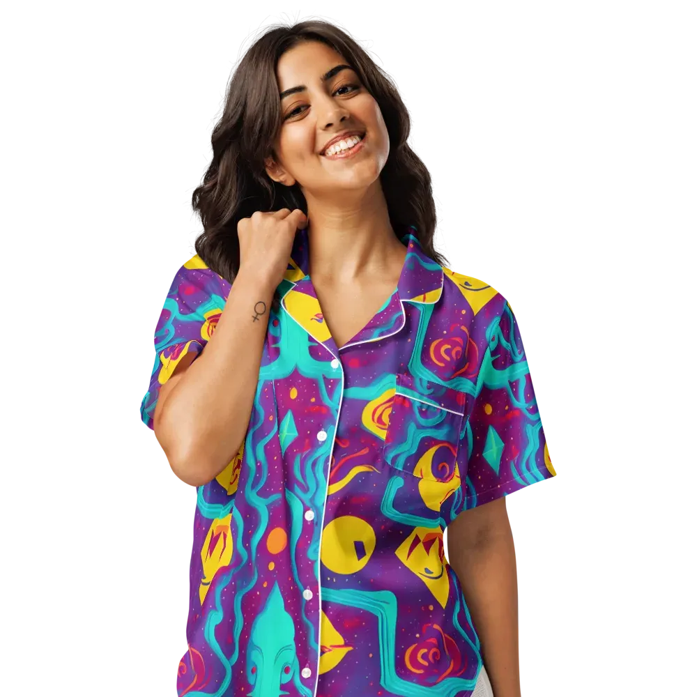 Cosmic Current on Women's Short Sleeve Pajama Top — Front