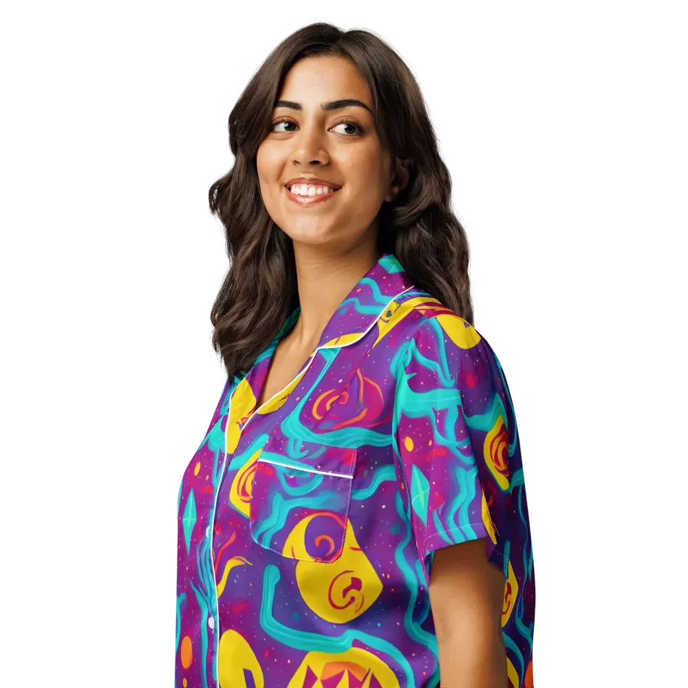 Cosmic Current on Women's Short Sleeve Pajama Top — Left Front