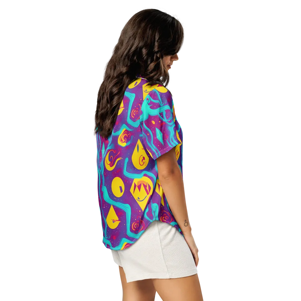 Cosmic Current on Women's Short Sleeve Pajama Top — Right Back
