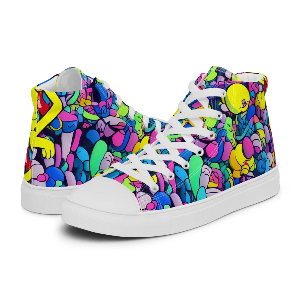 Radiant Revelation on Men's High Top Canvas Shoes — Left