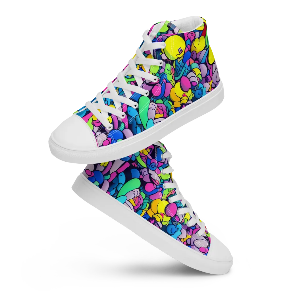 Radiant Revelation on Men's High Top Canvas Shoes — Front