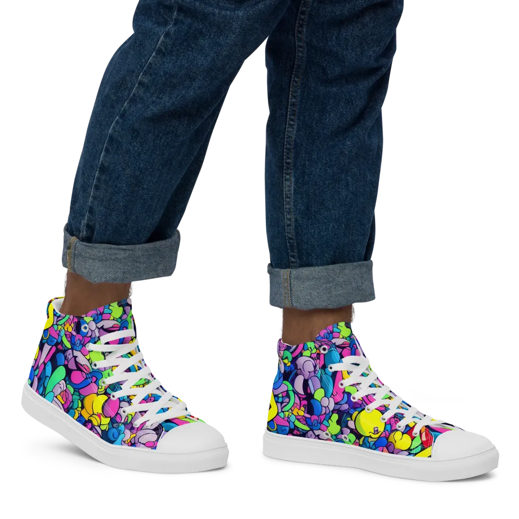 Radiant Revelation on Men's High Top Canvas Shoes — Right