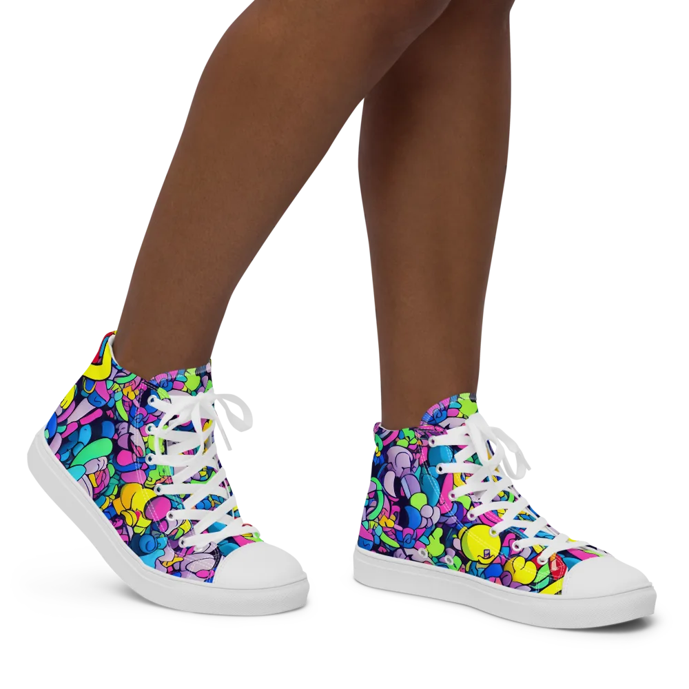 Radiant Revelation on Women's High Top Canvas Shoes — Right