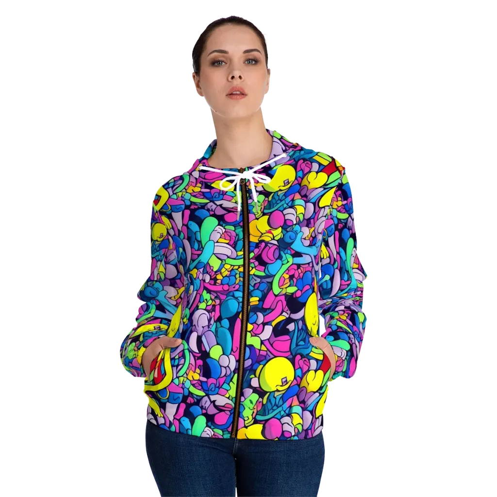 Radiant Revelation on Women's Full-Zip Hoodie — Front On Person
