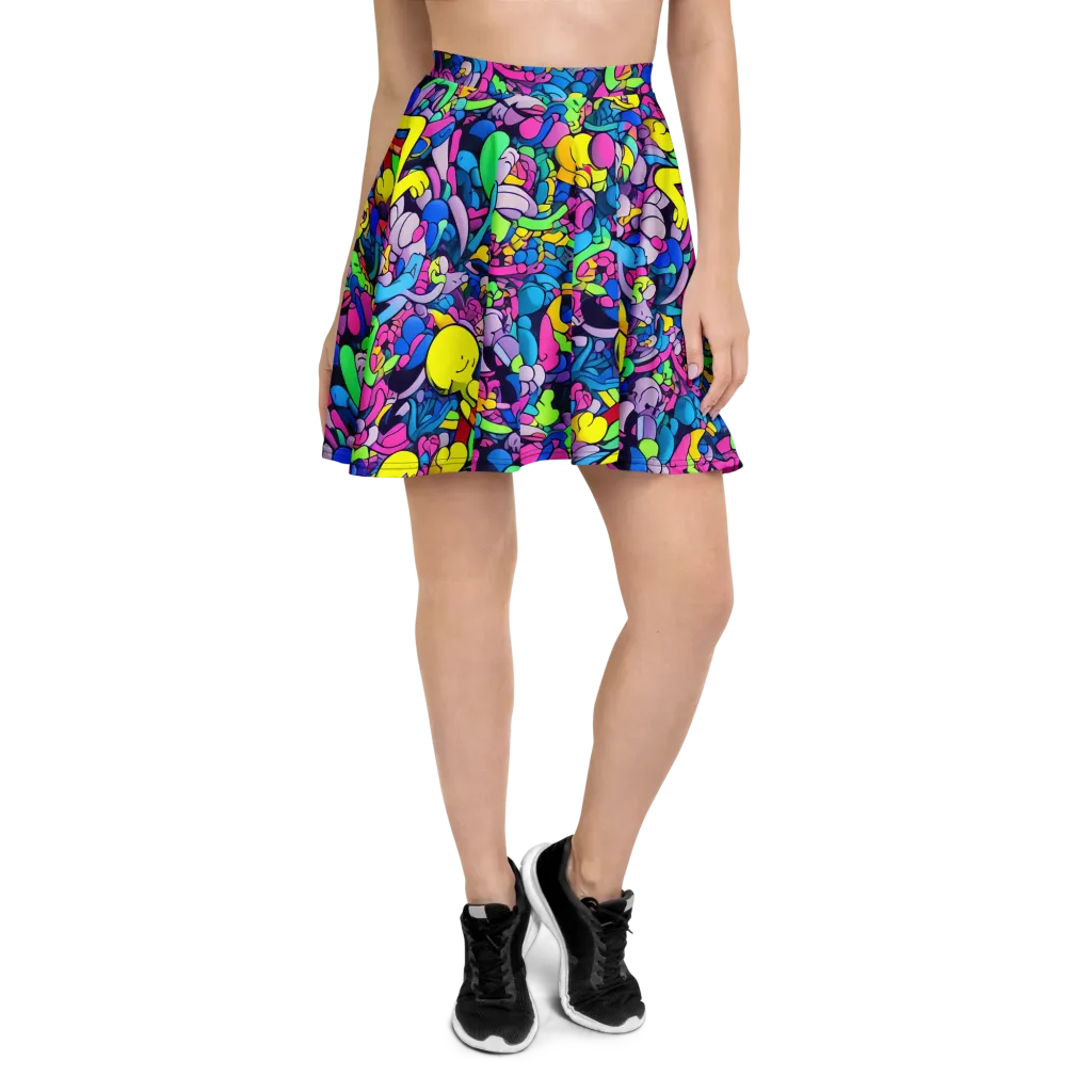 Radiant Revelation on Skater Skirt — Front