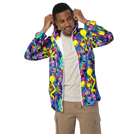 Radiant Revelation on a Men's Windbreaker
