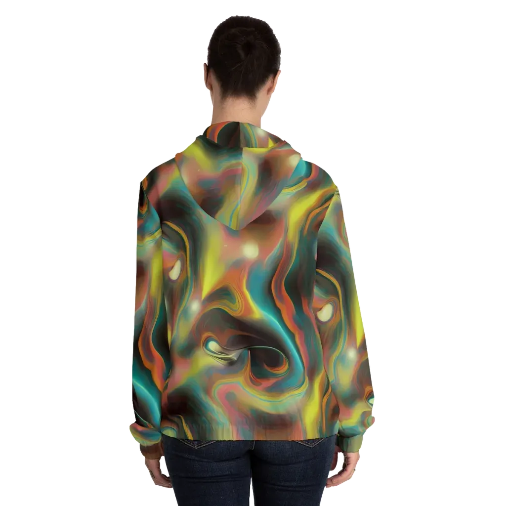 Soulfire Embrace on Women's Full-Zip Hoodie — Back On Person