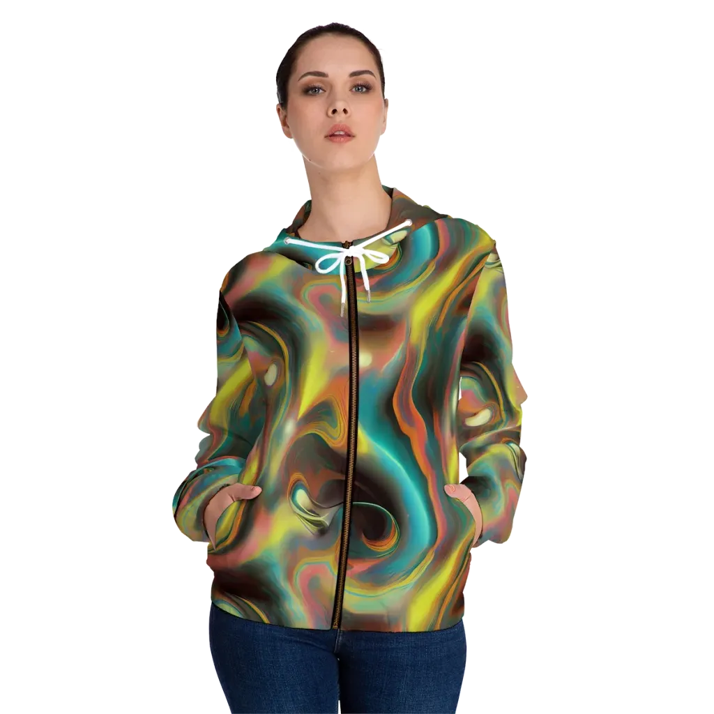 Soulfire Embrace on Women's Full-Zip Hoodie — Front On Person