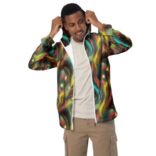 Soulfire Embrace on a Men's Windbreaker
