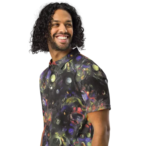 Fires of the Void on a Men's Slim Fit Polo Shirt