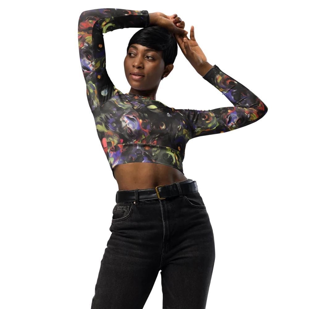 Fires of the Void on Long Sleeve Crop Top — Front