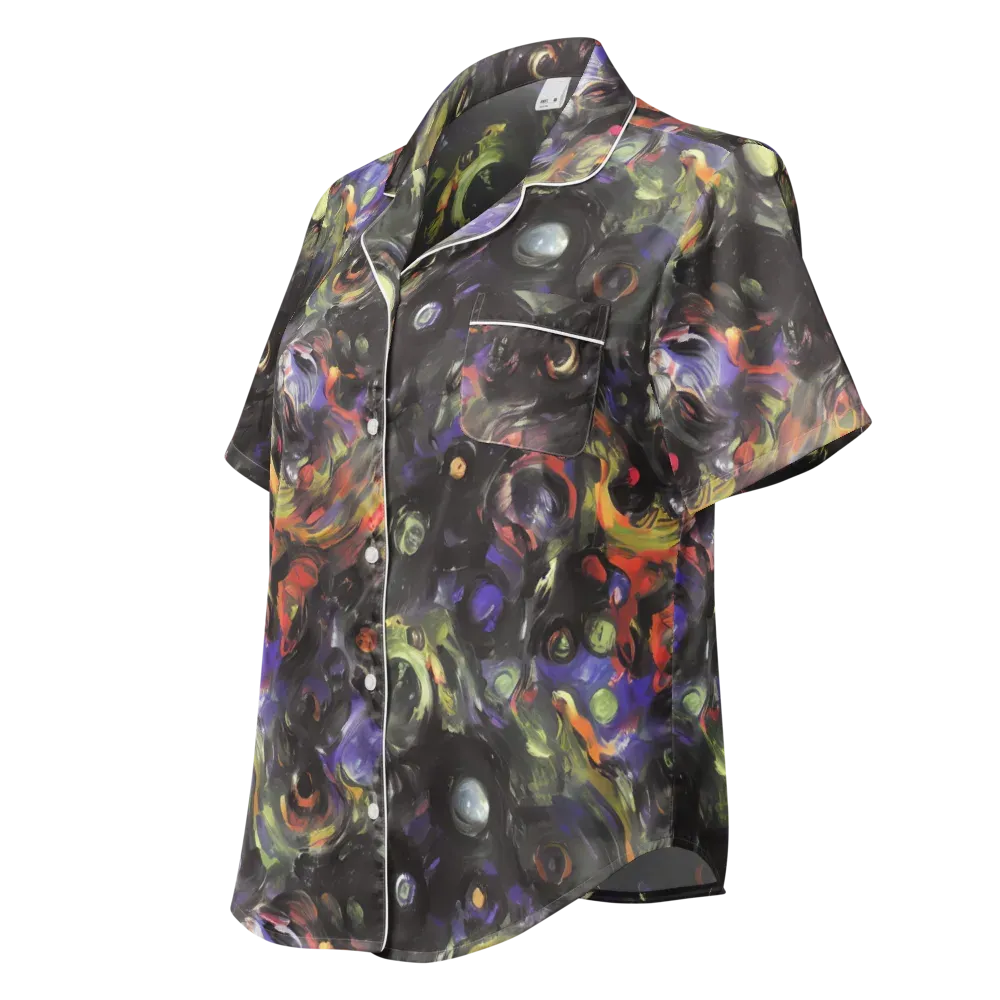 Fires of the Void on Women's Short Sleeve Pajama Top — Left Front