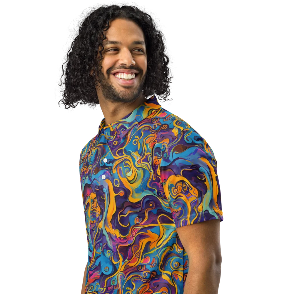 Cecily's Whorl on Men's Slim Fit Polo Shirt — Left Front