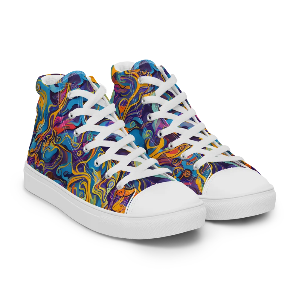 Cecily's Whorl on Men's High Top Canvas Shoes — Right Front