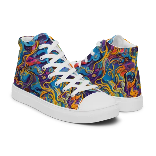 Cecily's Whorl on a Men's High Top Canvas Shoes