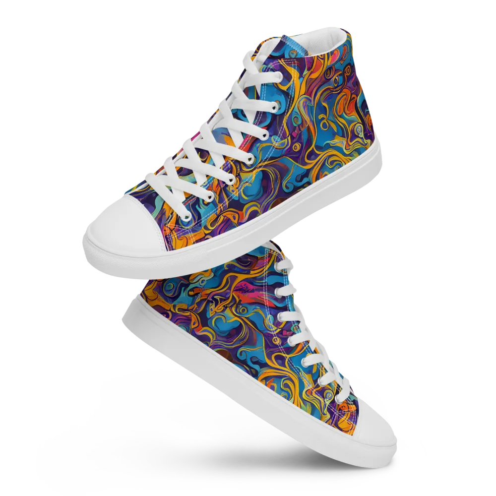 Cecily's Whorl on Men's High Top Canvas Shoes — Front