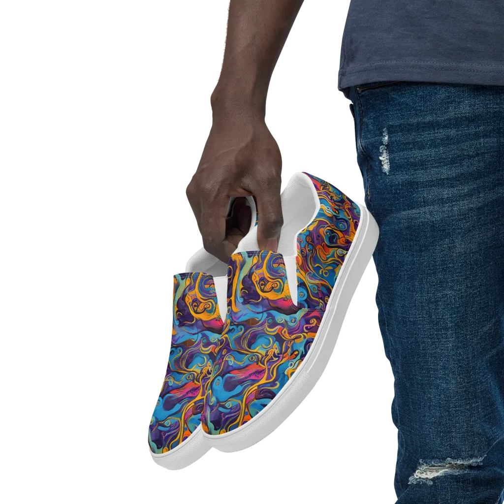 Cecily's Whorl on Men's Slip-On Canvas Shoes — Left Front