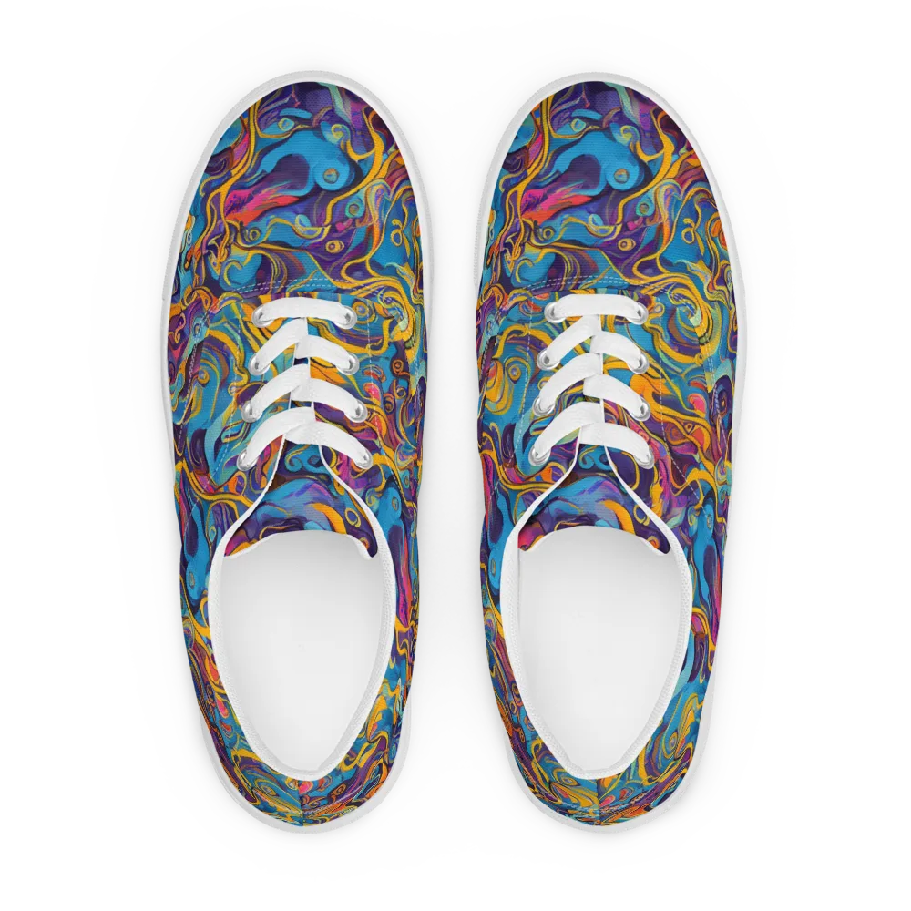 Cecily's Whorl on Men's Lace-Up Canvas Shoes — Front
