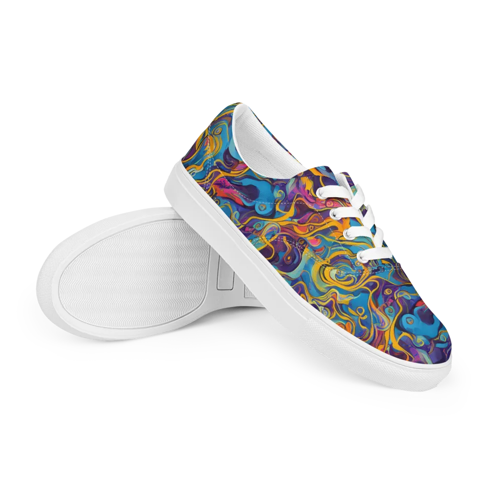 Cecily's Whorl on Men's Lace-Up Canvas Shoes — Right Front
