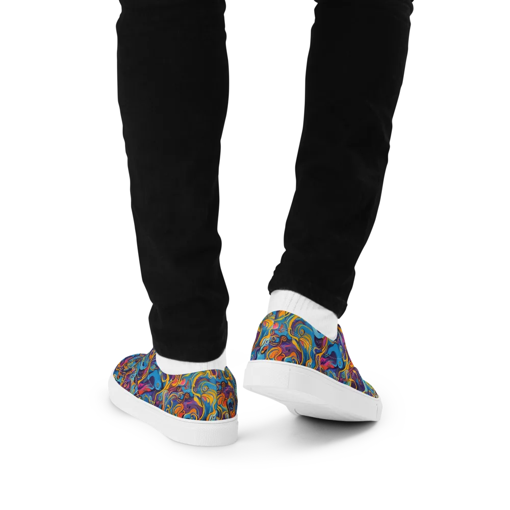 Cecily's Whorl on Men's Lace-Up Canvas Shoes — Back
