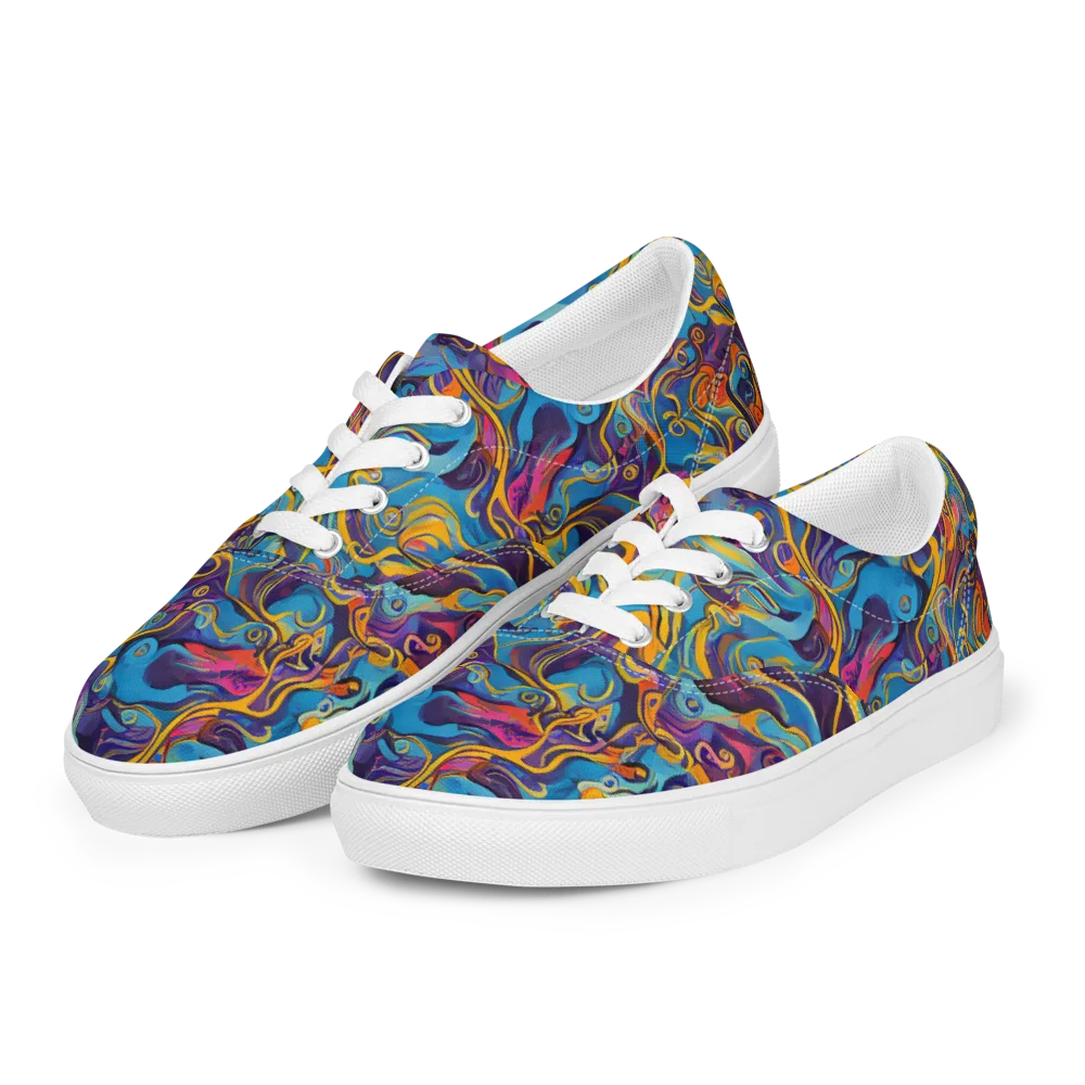 Cecily's Whorl on Men's Lace-Up Canvas Shoes — Left Front