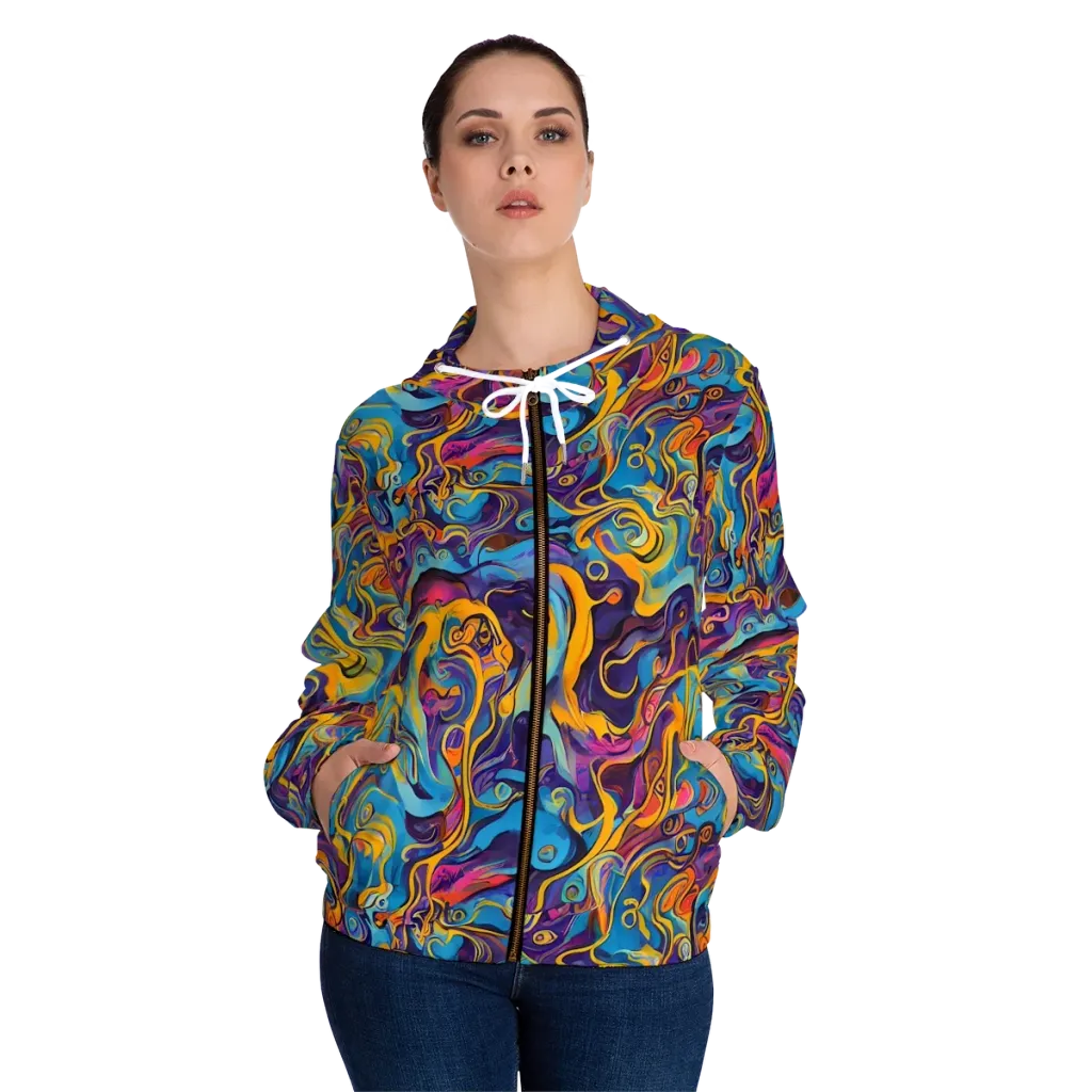 Cecily's Whorl on Women's Full-Zip Hoodie — Front On Person