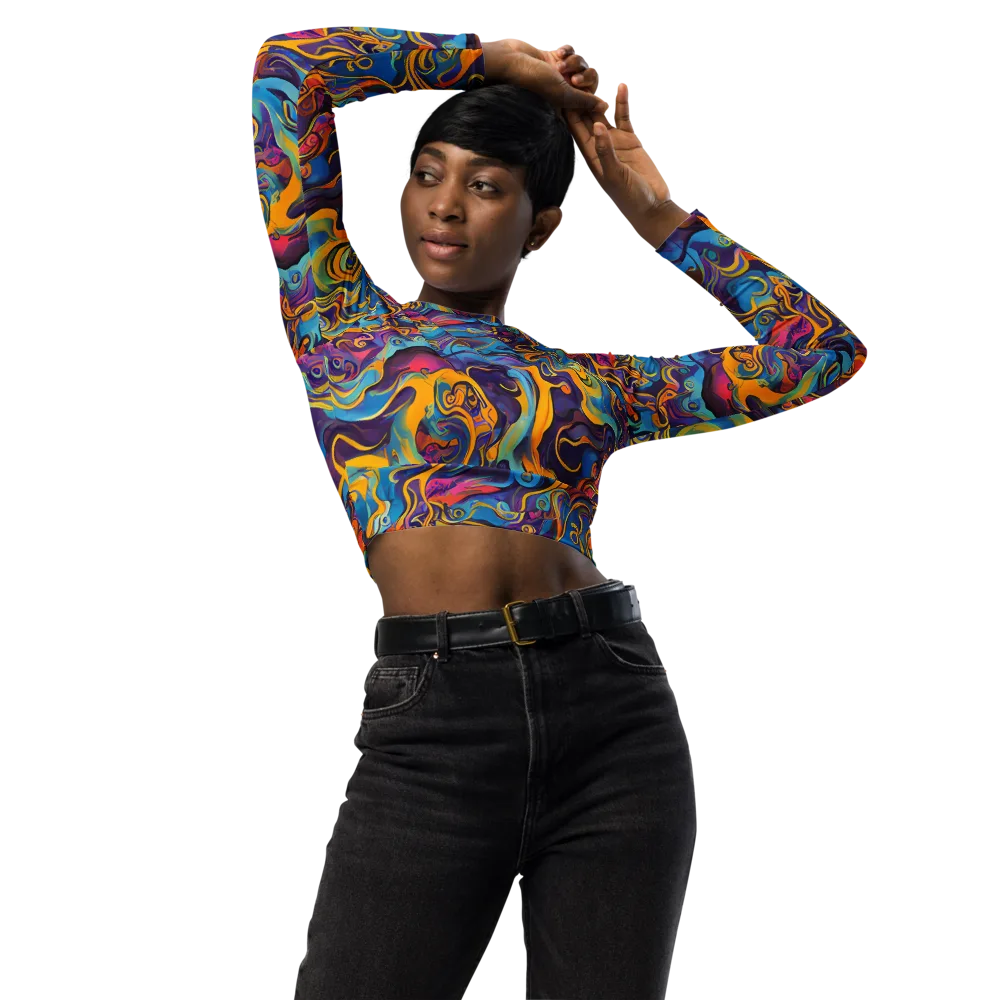 Cecily's Whorl on Long Sleeve Crop Top — Front