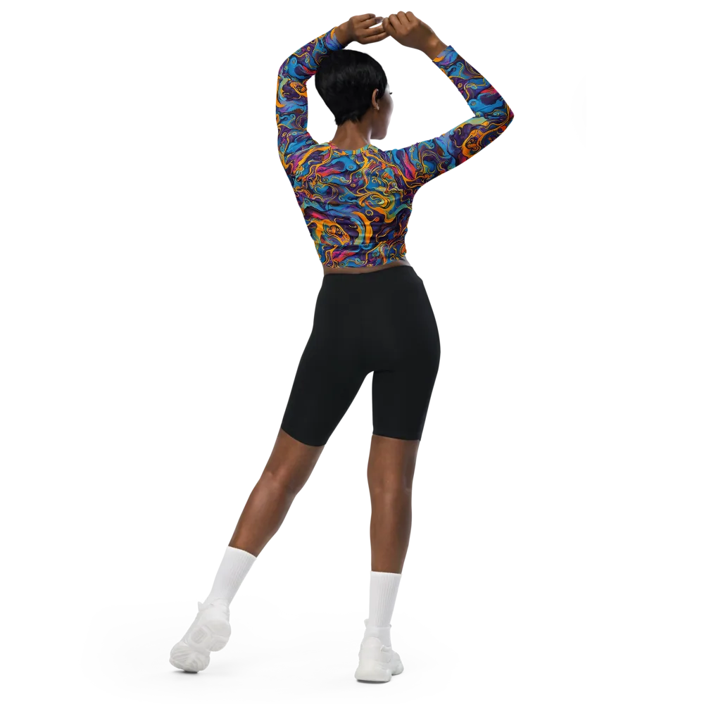 Cecily's Whorl on Long Sleeve Crop Top — Back
