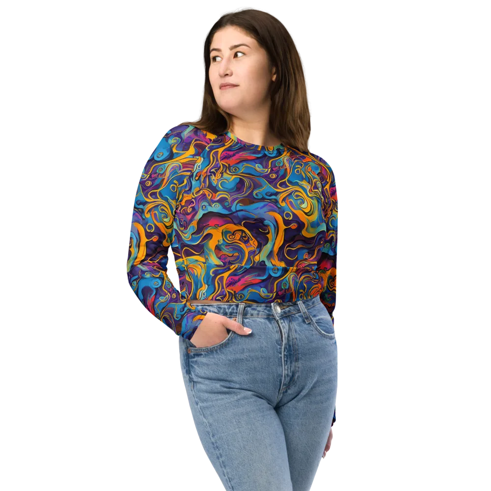 Cecily's Whorl on Long Sleeve Crop Top — Front