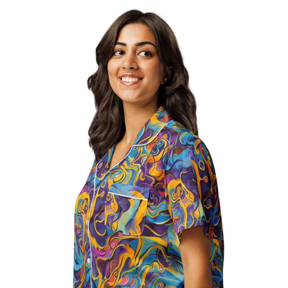 Cecily's Whorl on Women's Short Sleeve Pajama Top — Left Front
