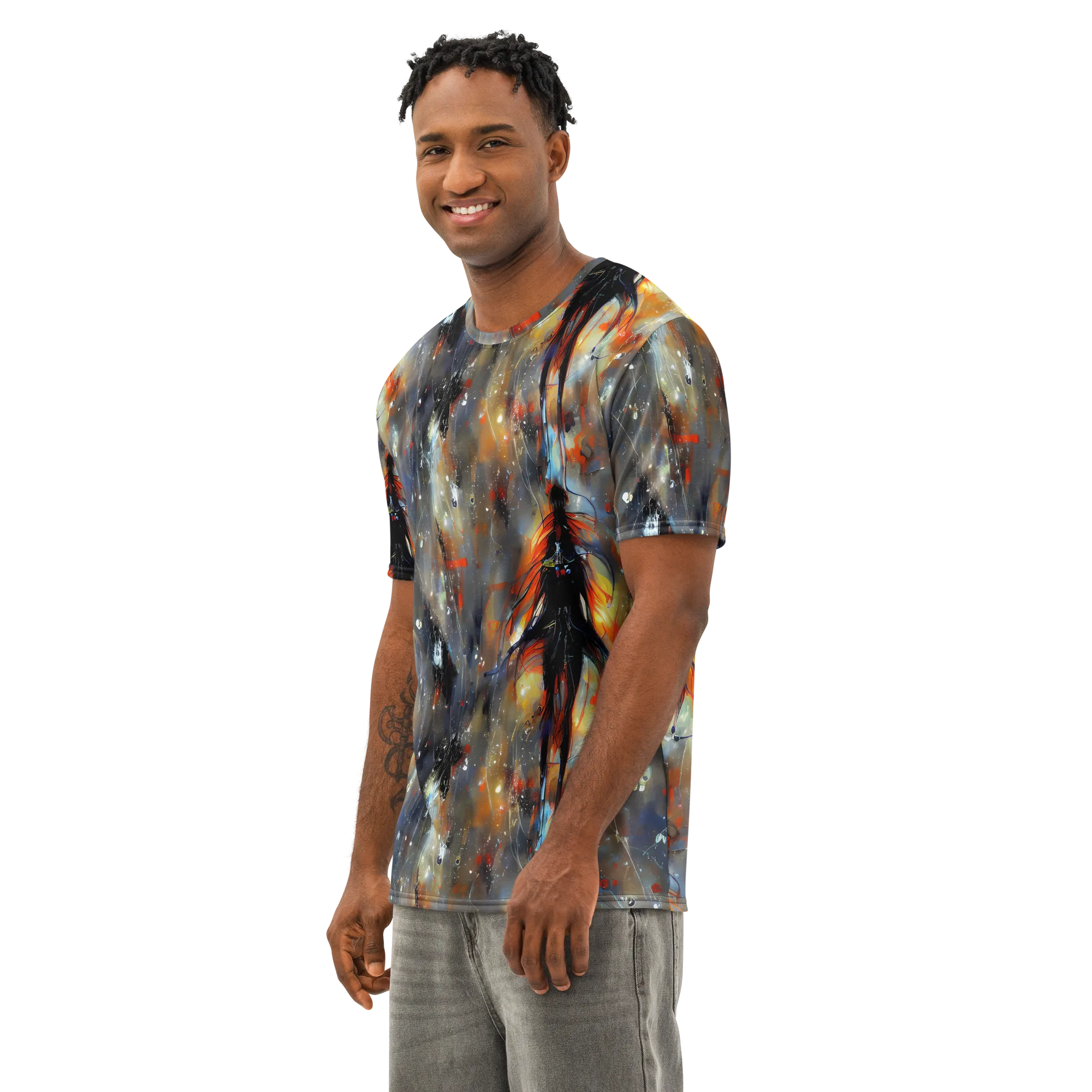 Sidereal Threads on Men's Cotton Crew Neck T-Shirt — Left Front
