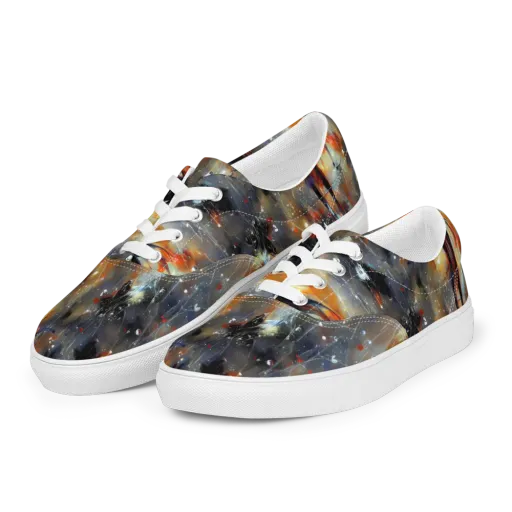 Sidereal Threads on a Men's Lace-Up Canvas Shoes
