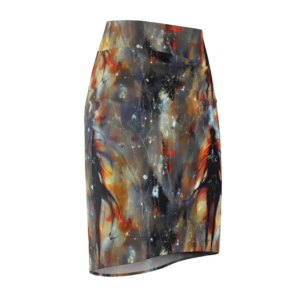 Sidereal Threads on Pencil Skirt — Front Side