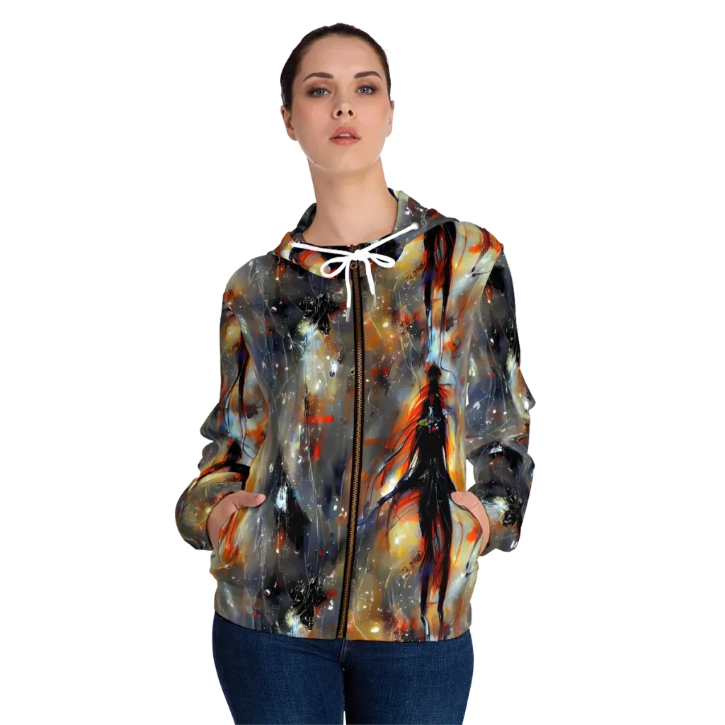 Sidereal Threads on Women's Full-Zip Hoodie — Front On Person