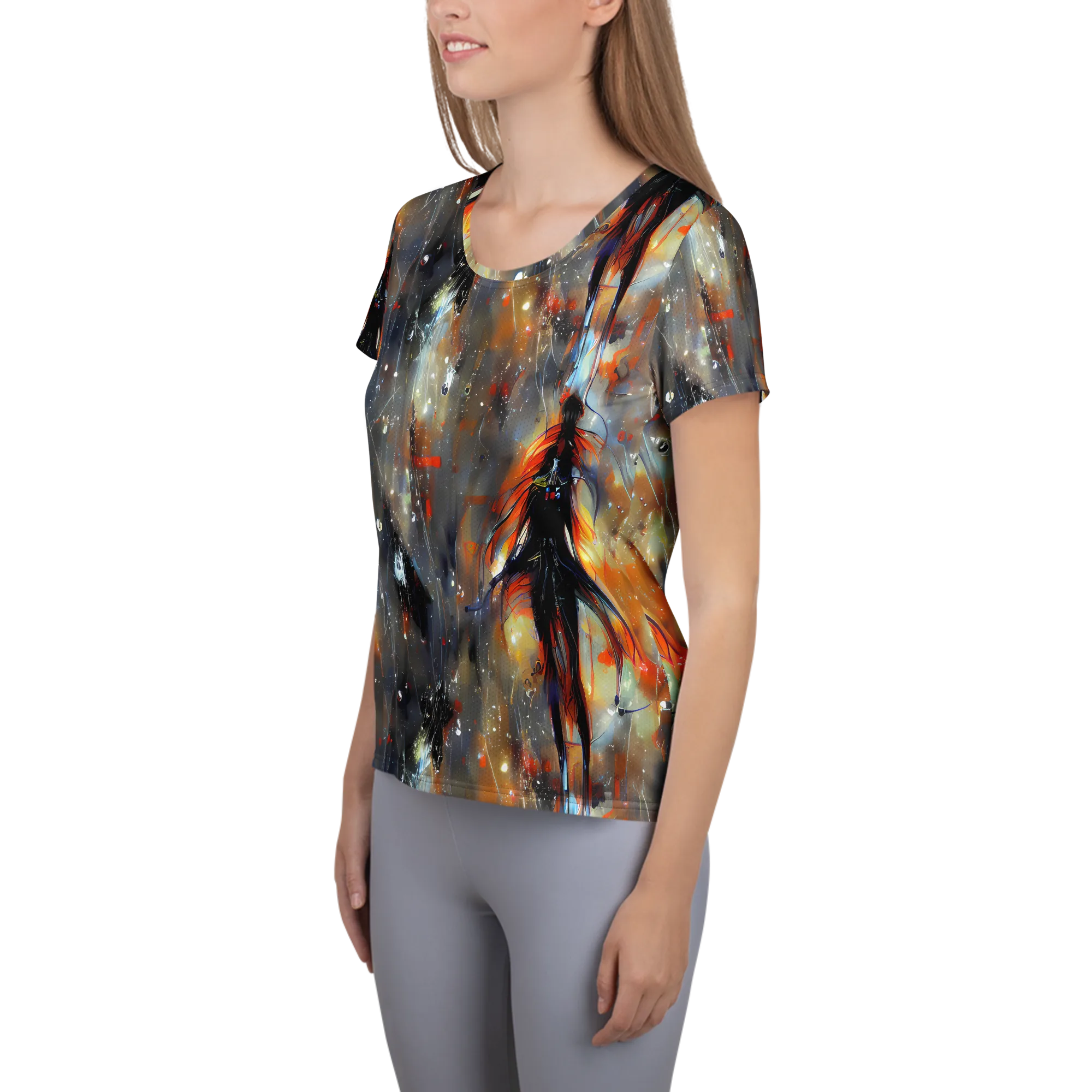 Sidereal Threads on Women's Athletic T-Shirt — Left