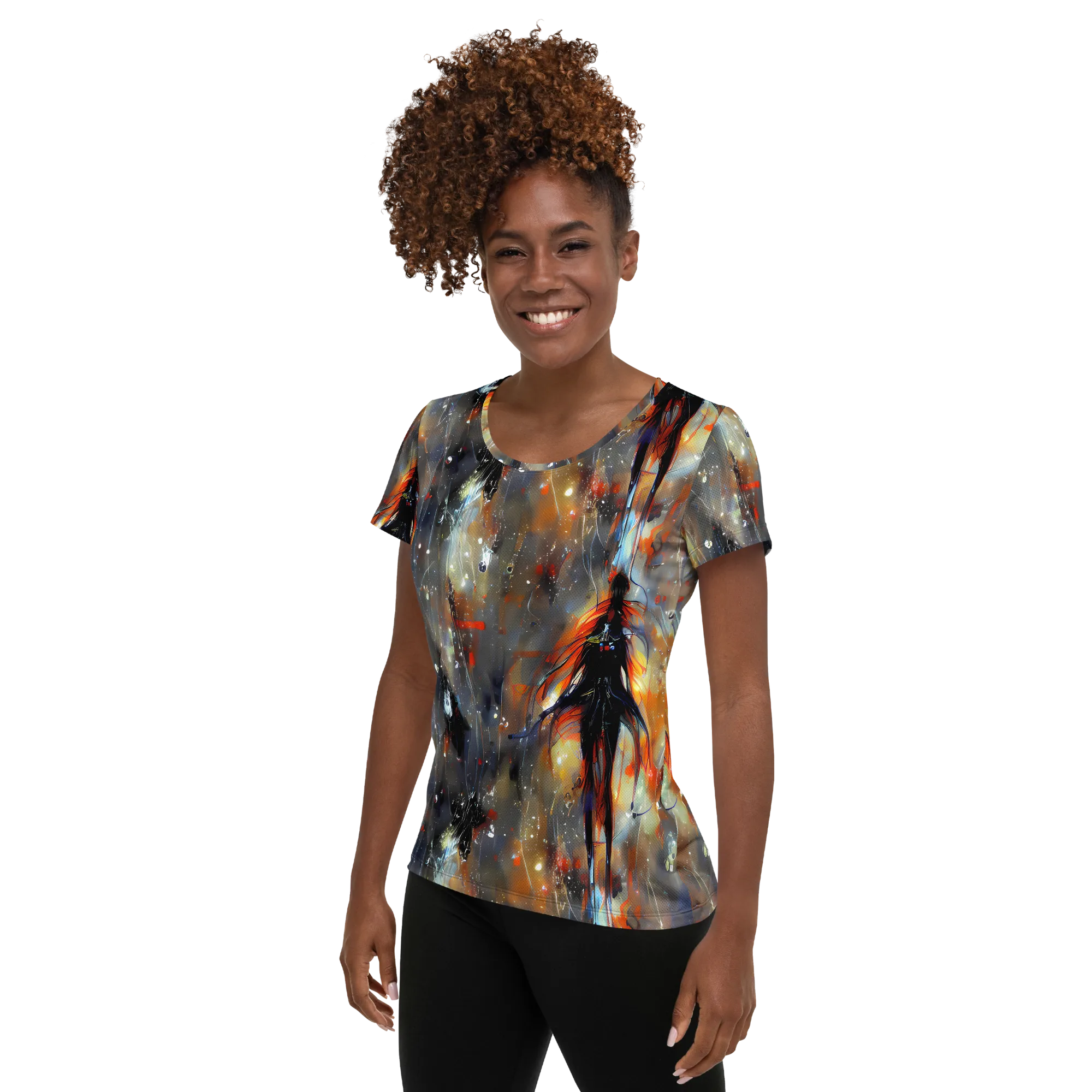 Sidereal Threads on Women's Athletic T-Shirt — Left