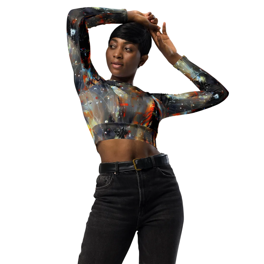 Sidereal Threads on Long Sleeve Crop Top — Front