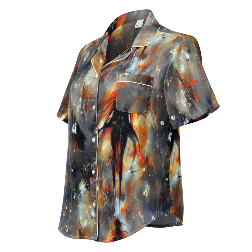 Sidereal Threads on Women's Short Sleeve Pajama Top — Left Front