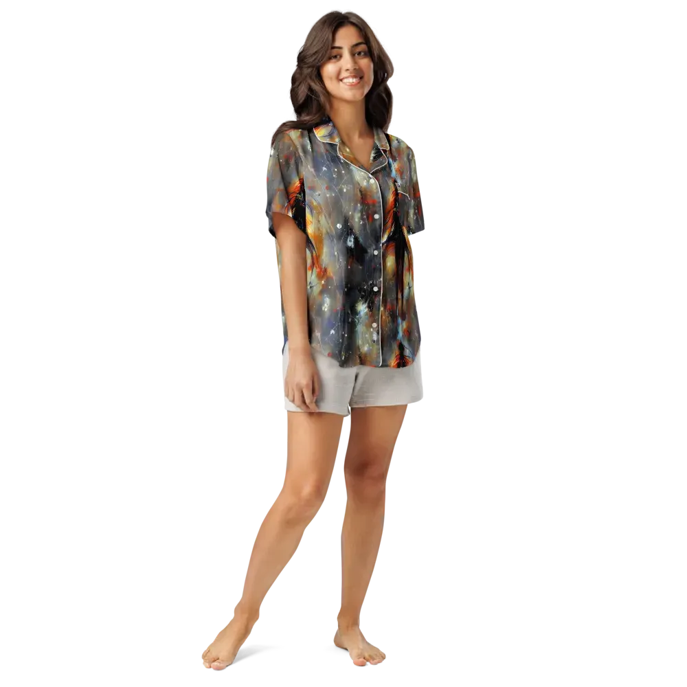 Sidereal Threads on Women's Short Sleeve Pajama Top — Front