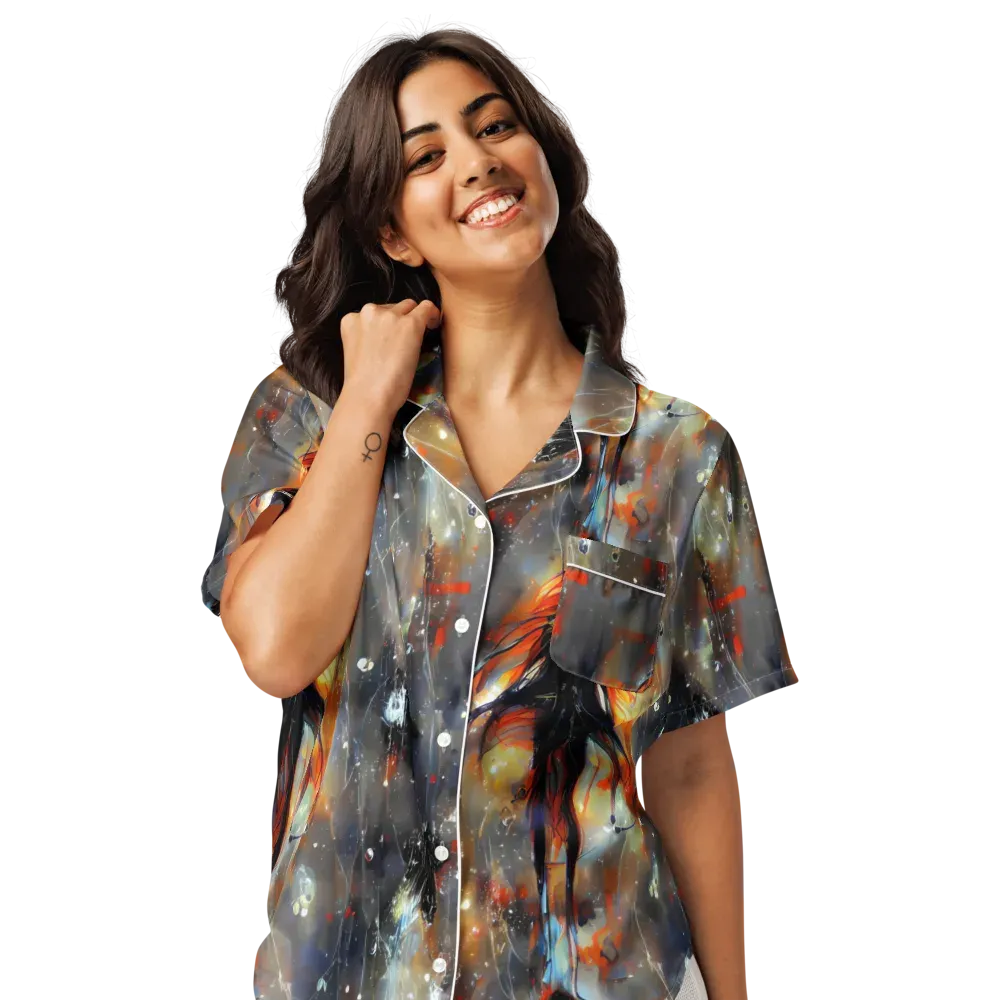 Sidereal Threads on Women's Short Sleeve Pajama Top — Front