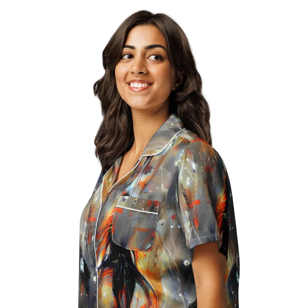 Sidereal Threads on Women's Short Sleeve Pajama Top — Left Front