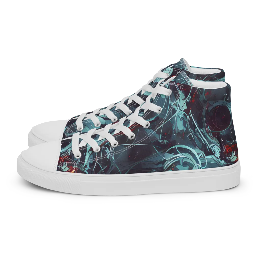 Cosmic Dancer on Men's High Top Canvas Shoes — Left