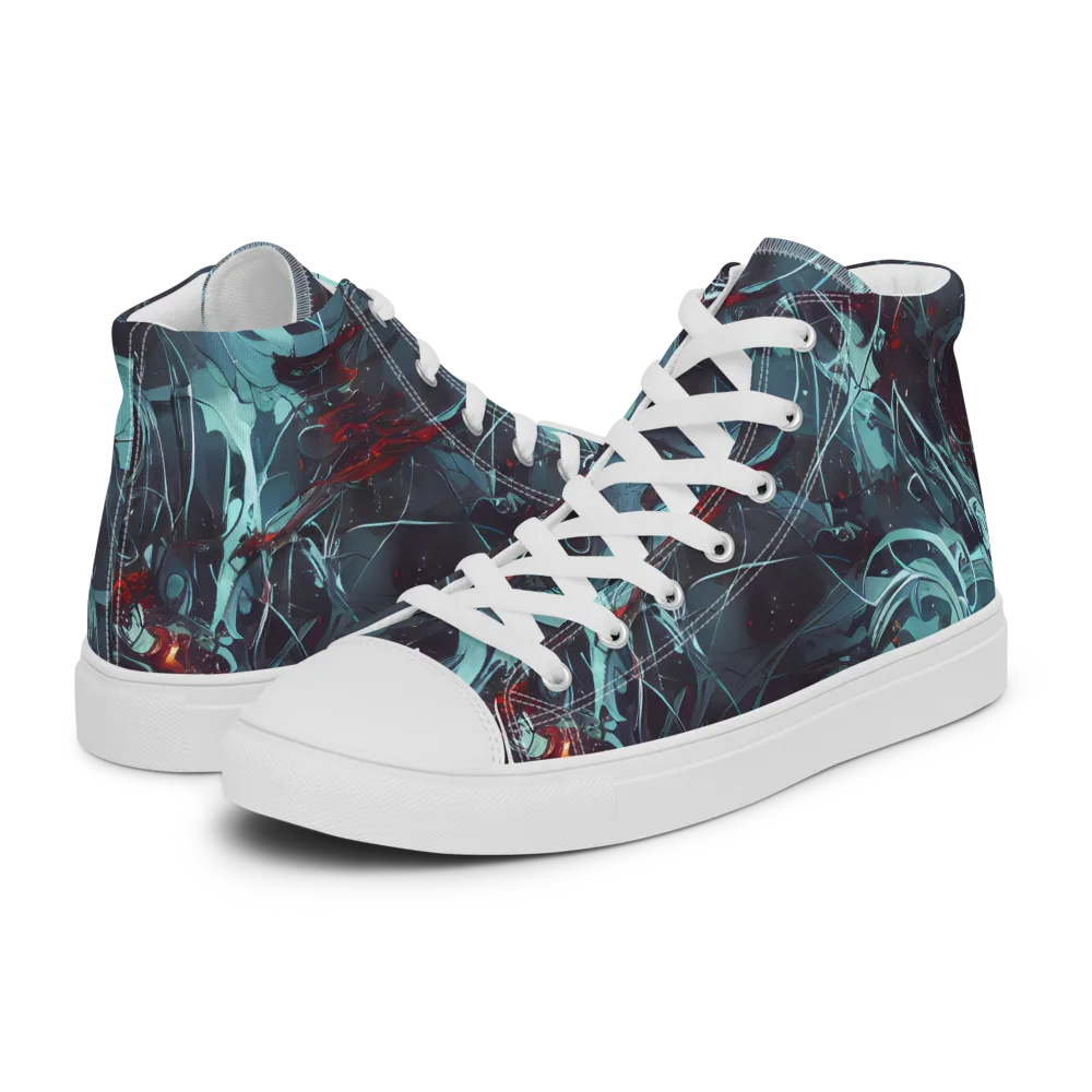 Cosmic Dancer on Men's High Top Canvas Shoes — Left