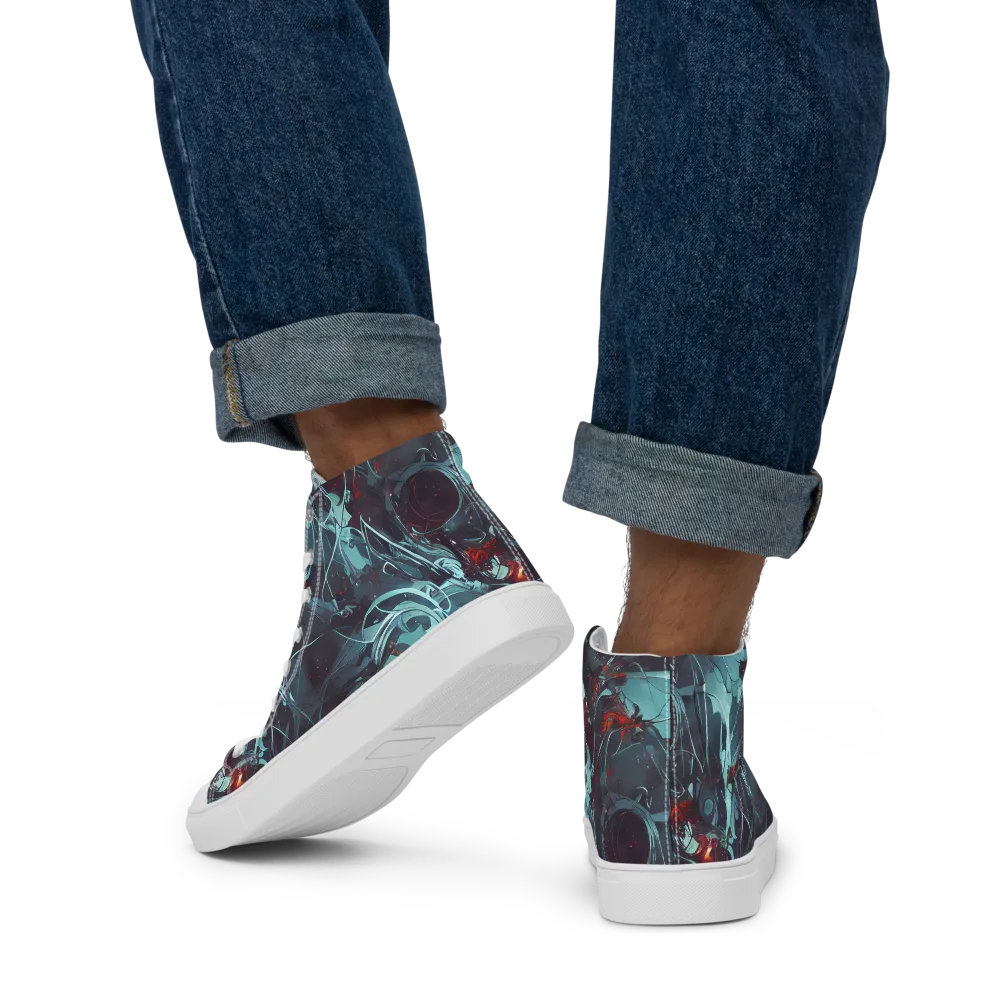 Cosmic Dancer on Men's High Top Canvas Shoes — Back