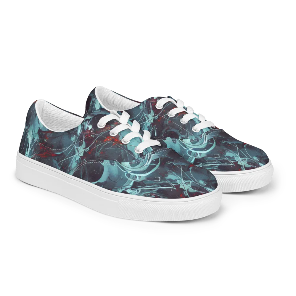 Cosmic Dancer on Men's Lace-Up Canvas Shoes — Right Front