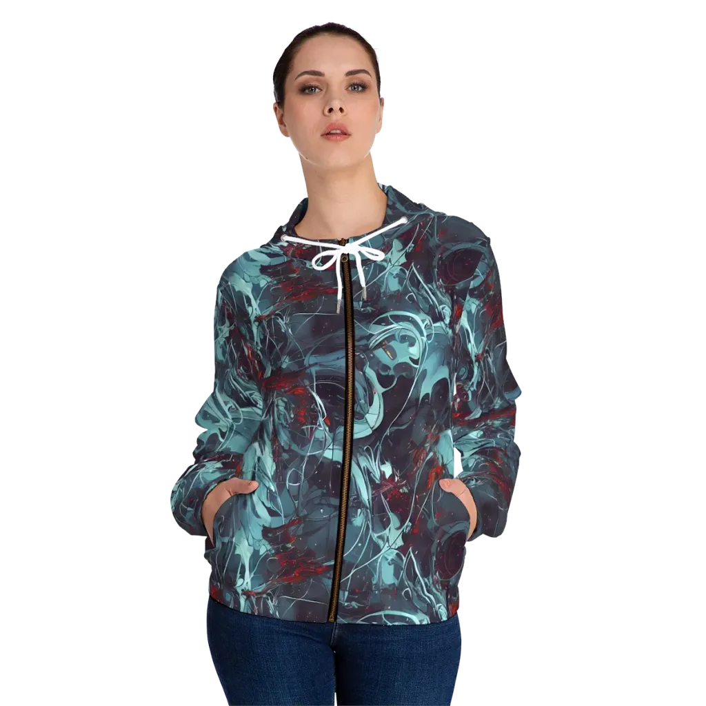 Cosmic Dancer on Women's Full-Zip Hoodie — Front On Person