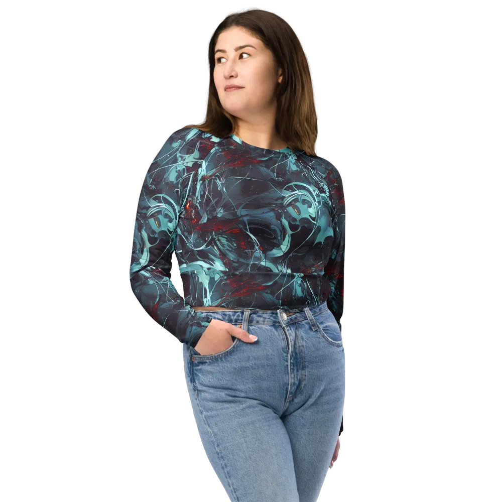 Cosmic Dancer on Long Sleeve Crop Top — Front