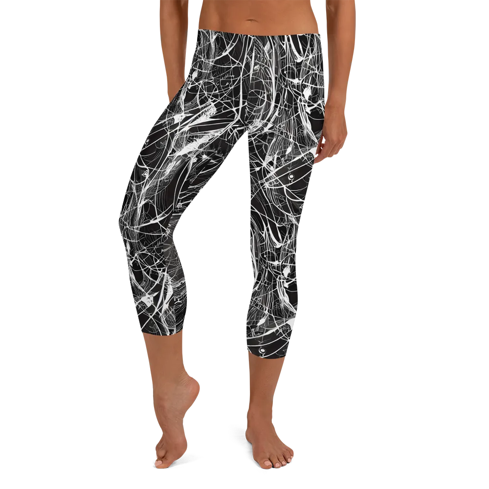 Nexus of Lines on Capri Leggings — Front