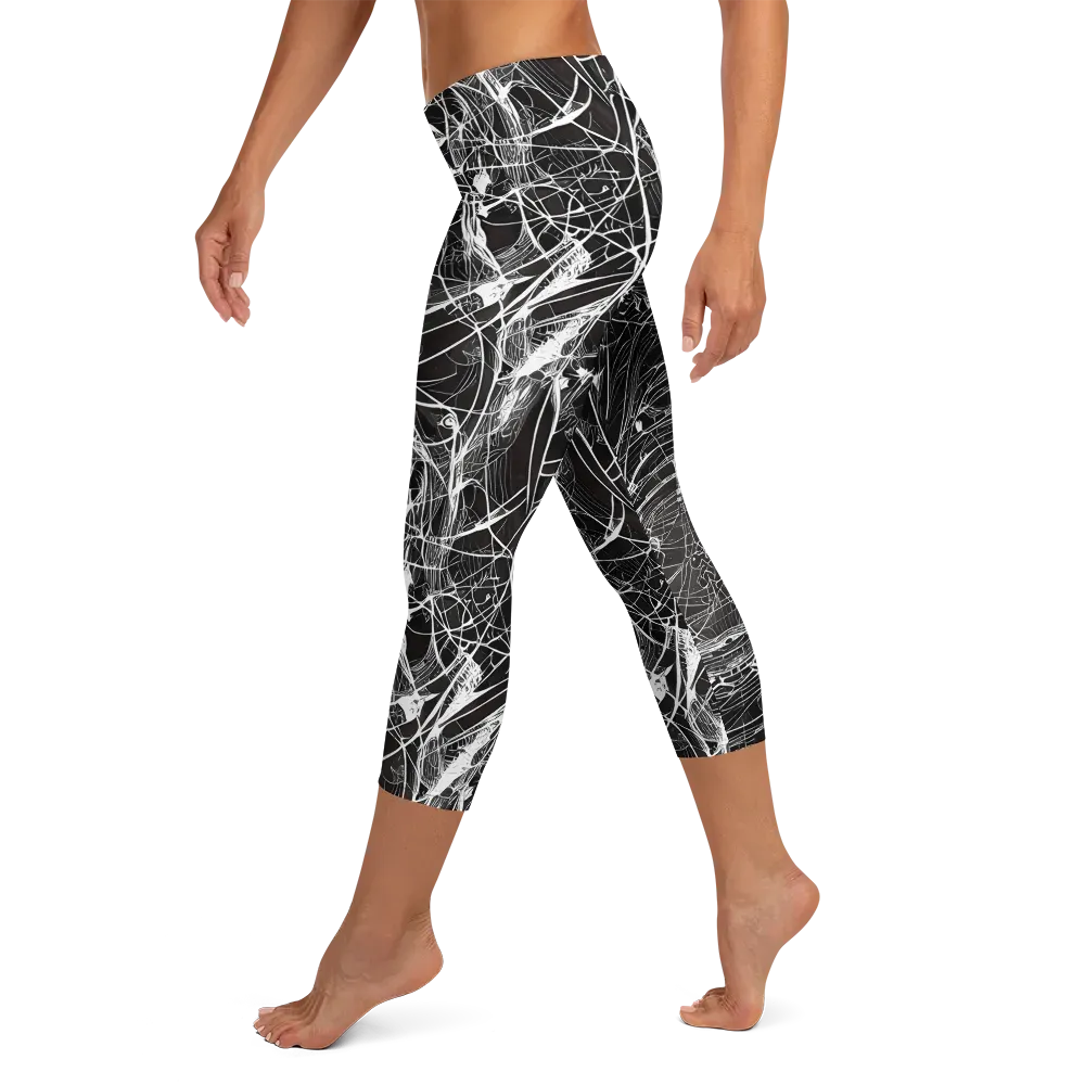 Nexus of Lines on Capri Leggings — Left